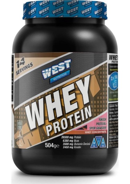 West Nutrition Whey Protein Tozu 504 gr 14 Servis Çikolata Aromalı