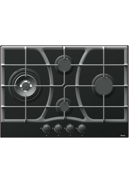 BF085 Siyah Wok Gözlü Döküm Izgaralı Cam Ocak - Doğalgaz