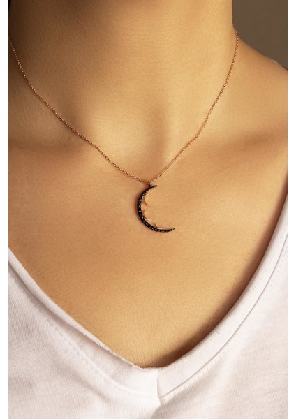 Hilal Model Gümüş Kolye -Rose fiyatları