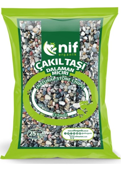 Nif Organik Mıcır-Çakıl Taşı - Nif Organik Doğal Taş - Dalaman 10-16 mm-20 Kg