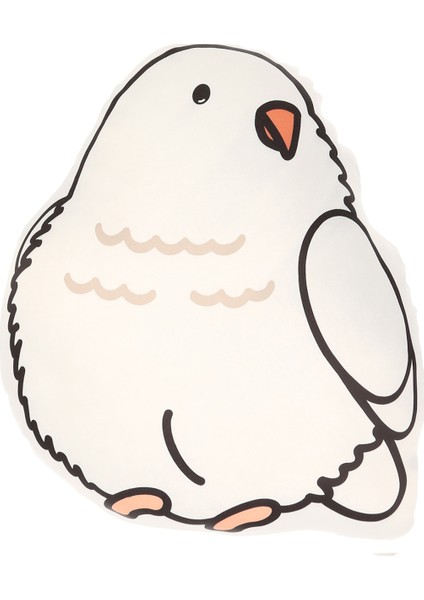 Monk Keşiş Papağanı 3 Boyutlu Yastık Kuşlu Beyaz