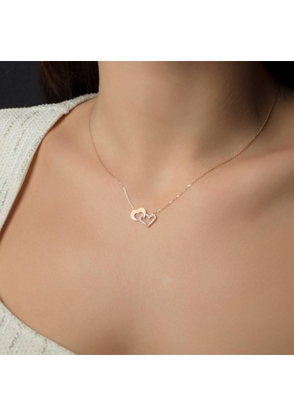 Kalp Altın Kolye Sen ve Ben 14K Rose Gold fiyatları