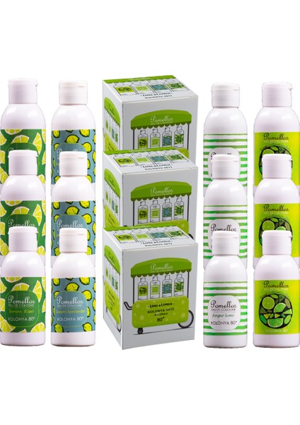 Lıme & Lemon 4'lü Kolonya Seti 3 Set  (4X100 Ml, 80 Derece, Pet Şişe)