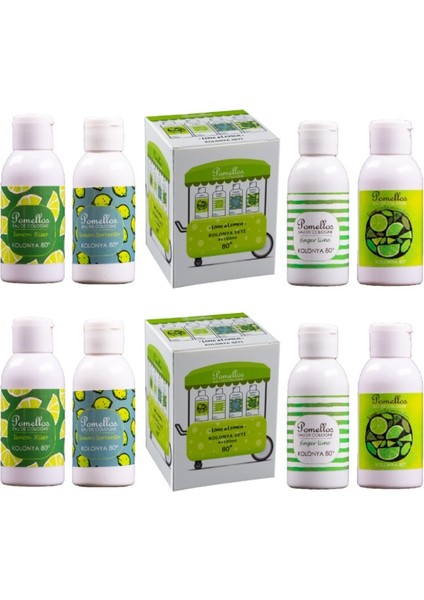 Lıme & Lemon 4'lü Kolonya Seti 2 Set (4X100 Ml, 80 Derece, Pet Şişe)