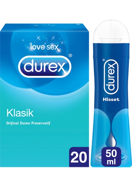 Klasik Prezervatif, 20'li Avantaj Paketi + Durex Play Hisset Jel 50ML
