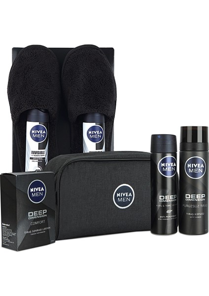 Çantalı Erkek Cilt Bakım Seti + 2 Deorant Banyo Terliği
