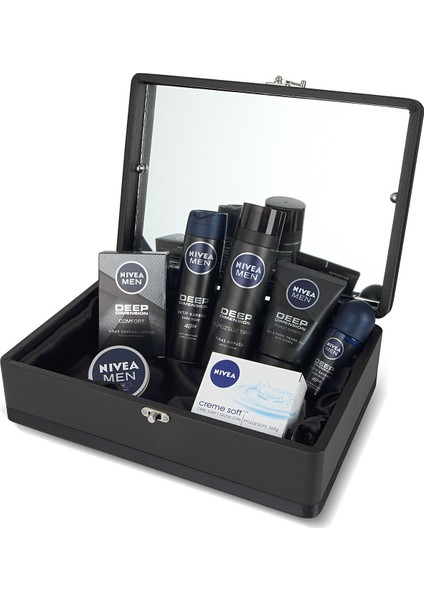 Erkek Bakım Seti - Aynalı Damat Çeyiz Nişan Sandık Bohça Seti