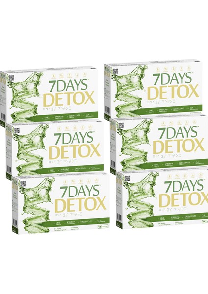 Detox - Spirulina Cla Yeşil Çay ve Lime - 14 Saşe x 6 Kutu