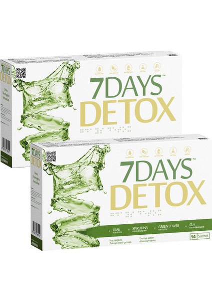 Detox - Spirulina Cla Yeşil Çay ve Lime - 14 Saşe x 2 Kutu