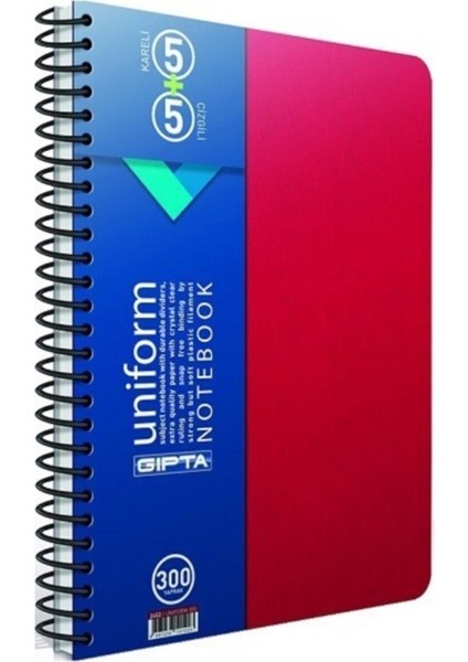 Uniform 4+4 Defter PP Kapak Spiralli 240 Yaprak