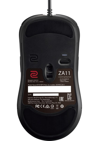 ZA11-B  Kablolu Büyük Boy Sağ Simetrik Optik 3200DPI 3360 Sensor Siyah Espor Oyuncu Mouse