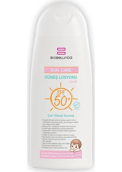 Biobellinda Suya Dayanıklı Çocuk Güneş Losyonu Spf 50+ 200 ml