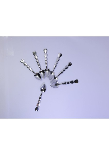 Çay Kaşık Kalp Model Paslanmaz Çelik 6 Lı