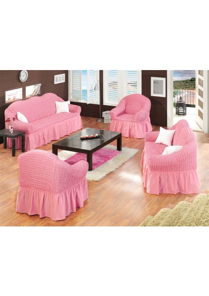 Bürümcük Standart Koltuk Örtüsü Takımı (3+2+1+1) - Pembe
