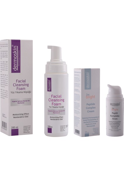 Yüz Temizleme Köpüğü 200 ml + Be Bright Peptit Kompleks Krem 33 ml 2'li