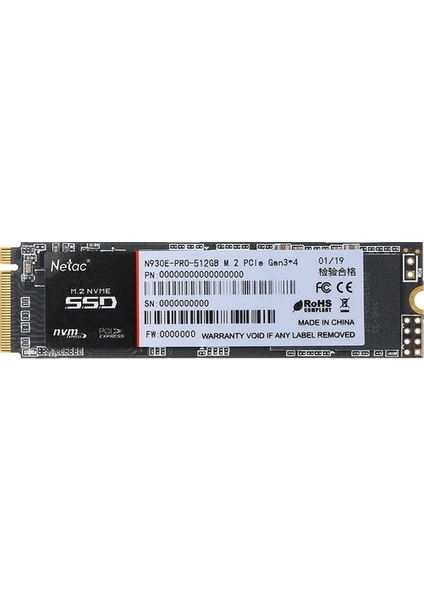 N930E 512GB M.2 2280 Nvme SSD PCle Gen3X4 2080MB/S-1700MB/S