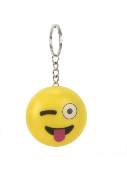 Dil Çıkaran Emoji Tasarımlı Işıklı Sesli Anahtarlık