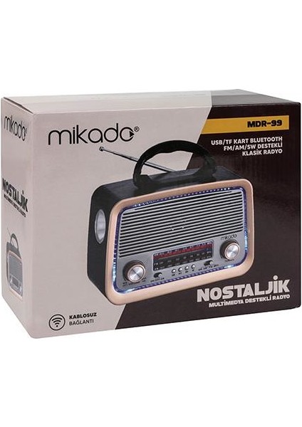 Mdr-99 Ahşap Usb-Tf Destekli Bluetooth Fm/am/sw Klasik Radyo