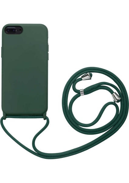 - Apple iPhone 7 Plus - Kılıf Boyun İp Askılı Koruyucu Ropi Kapak - Koyu Yeşil