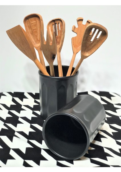 Kaşıklık Dik 14 cm Mat Siyah Seramik