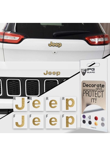 Jeep Compass Mp 2017 - 2020 Ön ve Arka Jeep Amblem Sticker Set Metalik Altın