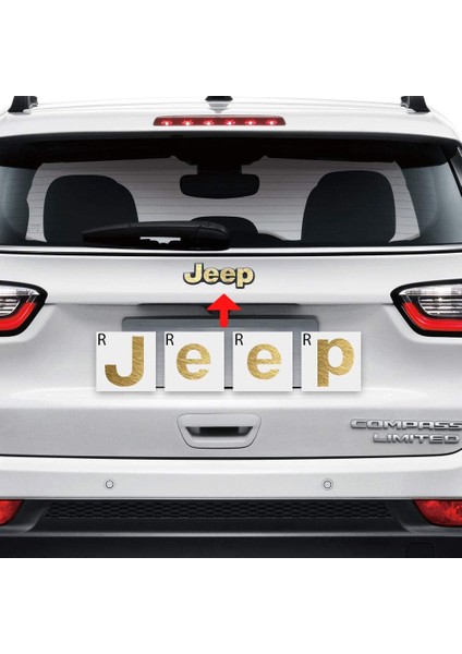 Jeep Compass Mp 2017 - 2020 Ön ve Arka Jeep Amblem Sticker Set Metalik Altın