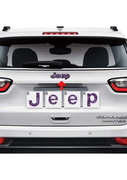 Jeep Compass Mp 2017 - 2020 Ön ve Arka Jeep Amblem Sticker Set Mavi Mor Bukelemun modelleri