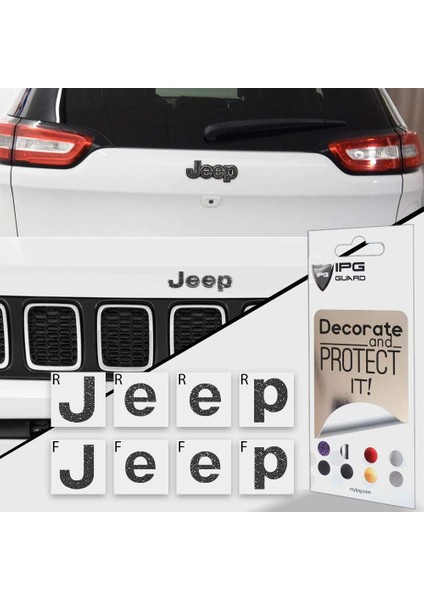 Jeep Compass Mp 2017 - 2020 Ön ve Arka Jeep Amblem Sticker Set Siyah Parıltılı Yıldız Tozu fiyatları