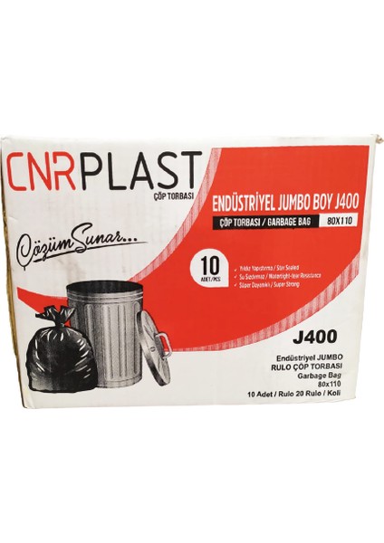 CNR Plast Endüstriyel Siyah Çöp Torbası Poşeti 80X110 J400 Jumbo 80X110 200'LÜ