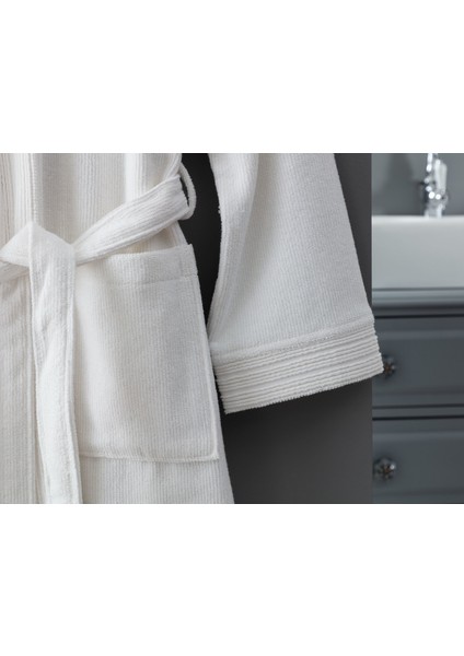 Stripe Kimono Unise x Bornoz - Beyaz fırsatları