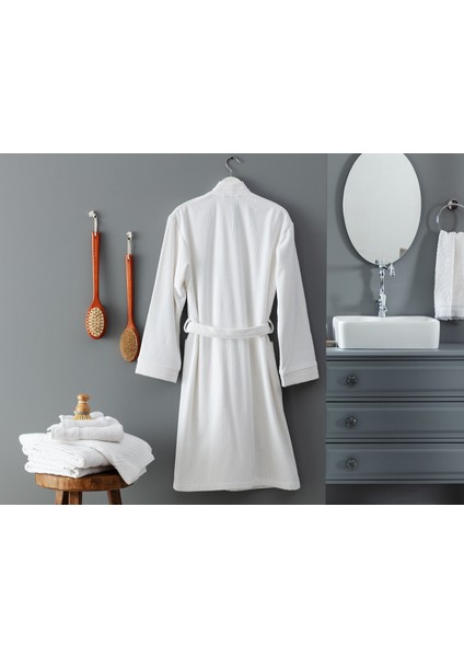 Stripe Kimono Unise x Bornoz - Beyaz indirimleri