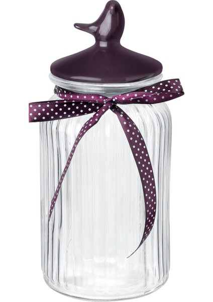 Kuşlu Kavanoz Silindir - Mürdüm 1300 ml