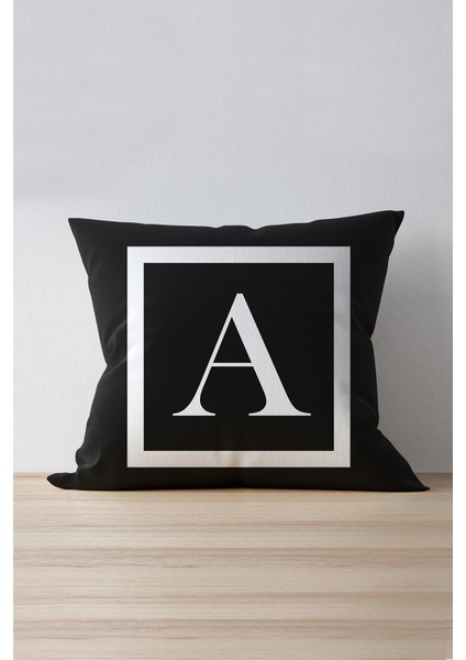 Harfli Kırlent Yastık Kılıfı - A Harfi - 43X43 cm