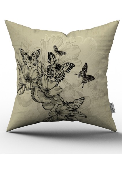 Kelebek Çiçek Yastık Kırlent Kılıfı 305