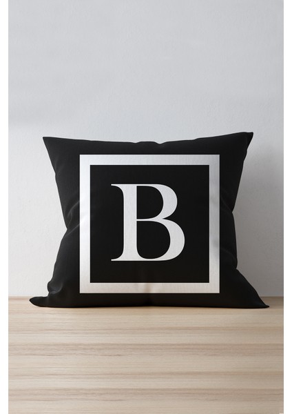 Harfli Kırlent Yastık Kılıfı - B Harfi - 43X43 cm