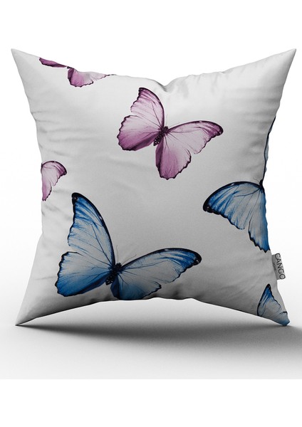 Pembe Mavi Kelebek Yastık Kırlent Kılıfı 571