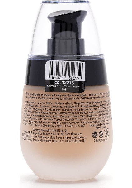 Aqua Wow Mineralli Su Bazlı Fondöten Ivory Skin With Warm Yellow