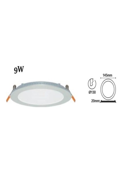 9W 6500K Beyaz Işık  S.a Slim LED Panel Downlight Armatür