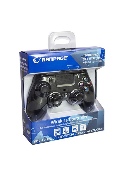 Rampage SG-RPS4 Plus Siyah Bluetooth Çift Titreşimli PS4-Gamepad Joypad