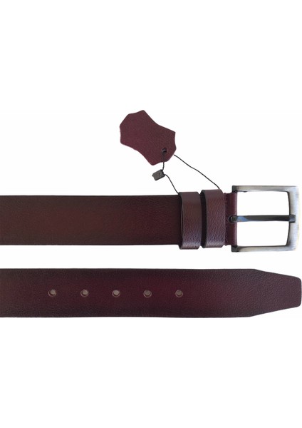 Desenli Bordo Lüks Deri Kot, Spor Kemer 4.5 cm