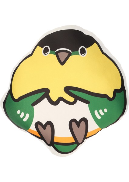 Kayık & Caique Papağanı 3 Boyutlu Yastık Kuşlu Hediye Siyah Kafa