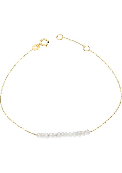 Altın Incili Sıra Bileklik