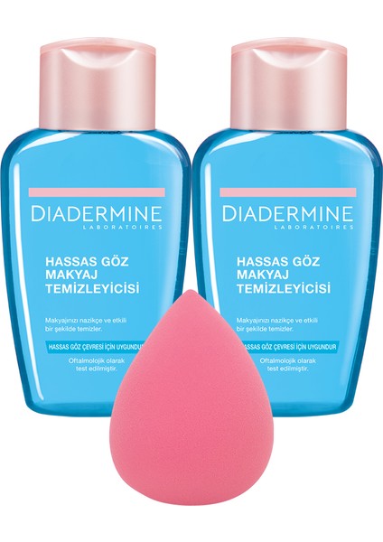 Diadermine  Hassas Göz Makyaj Temizleyicisi 125 ml x 2 Adet +Makyaj Süngeri