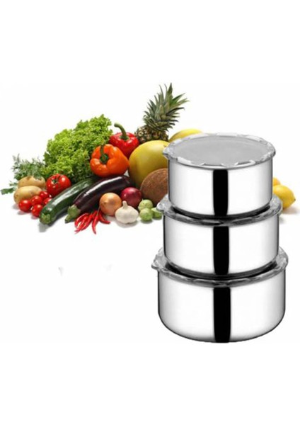 Karmen 3'lü Çelik Saklama Kabı