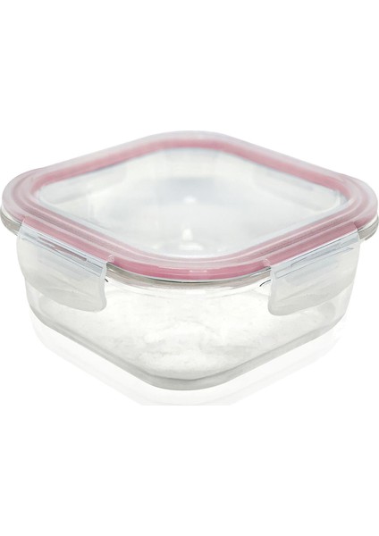 2 Li Set Cam Saklama Kabı Kare 800 ml Pembe