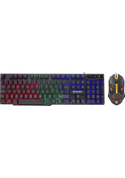 KM-G77 X-Vayne Siyah USB Gökkuşağı Zemin Aydınlatmalı Gaming Oyuncu Klavye + Mouse Set