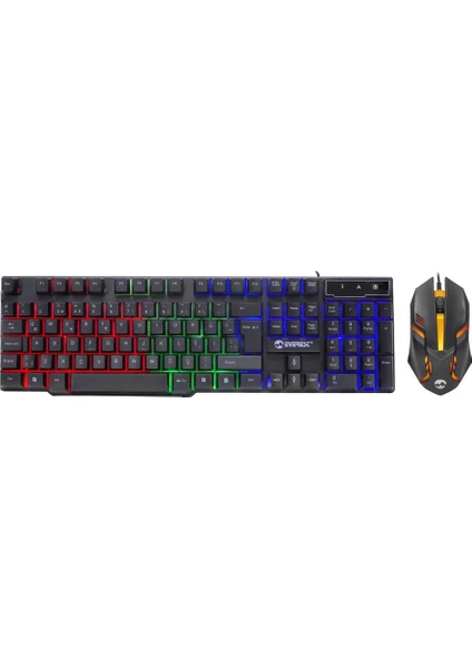 KM-G77 X-Vayne Siyah USB Gökkuşağı Zemin Aydınlatmalı Gaming Oyuncu Klavye + Mouse Set