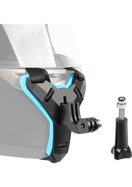 GP523 Gopro 12 Eken H9R Sjcam Sj4000 Xiaomi Aksiyon Kamera Uyumlu Kask Kamera Çene Tutucu Jaw Mount Mavi modelleri