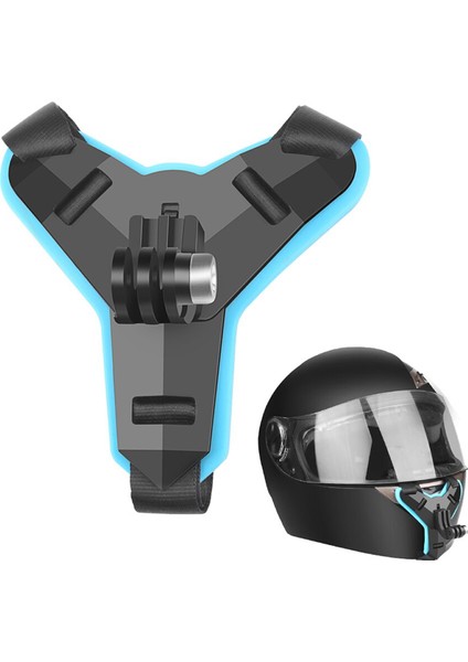 GP523 Gopro 12 Eken H9R Sjcam Sj4000 Xiaomi Aksiyon Kamera Uyumlu Kask Kamera Çene Tutucu Jaw Mount Mavi fırsatları