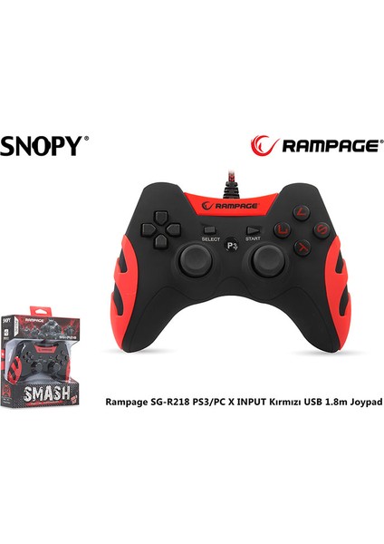 Rampage SG-R218 Ps3/pc x Kırmızı Input USB 1.8m Joypad fiyatları